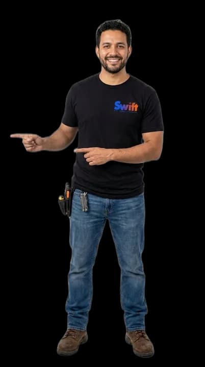 Swift AC technician pointing
