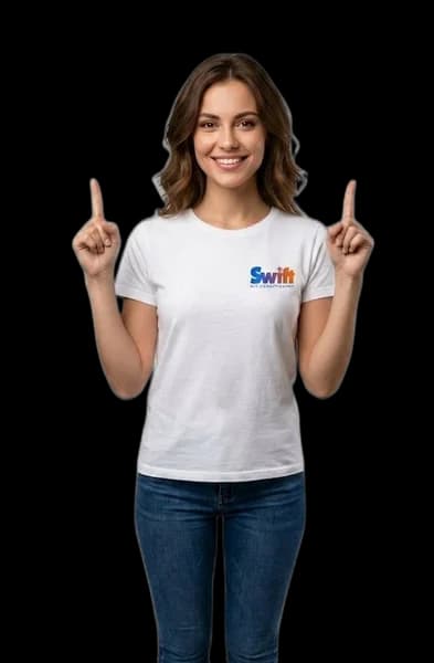 Swift AC team member pointing at the form